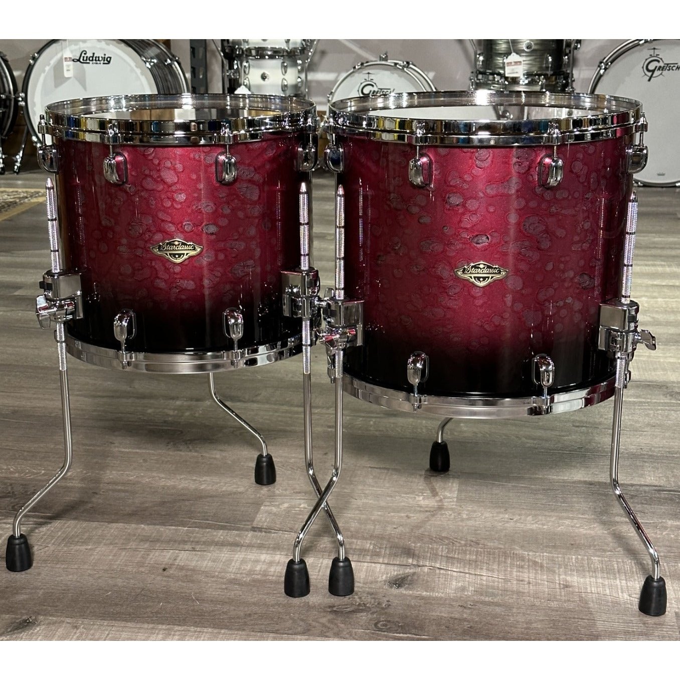 Used Tama Starclassic Walnut/Birch 5pc Drum Set Molten Dark Raspberry Fade