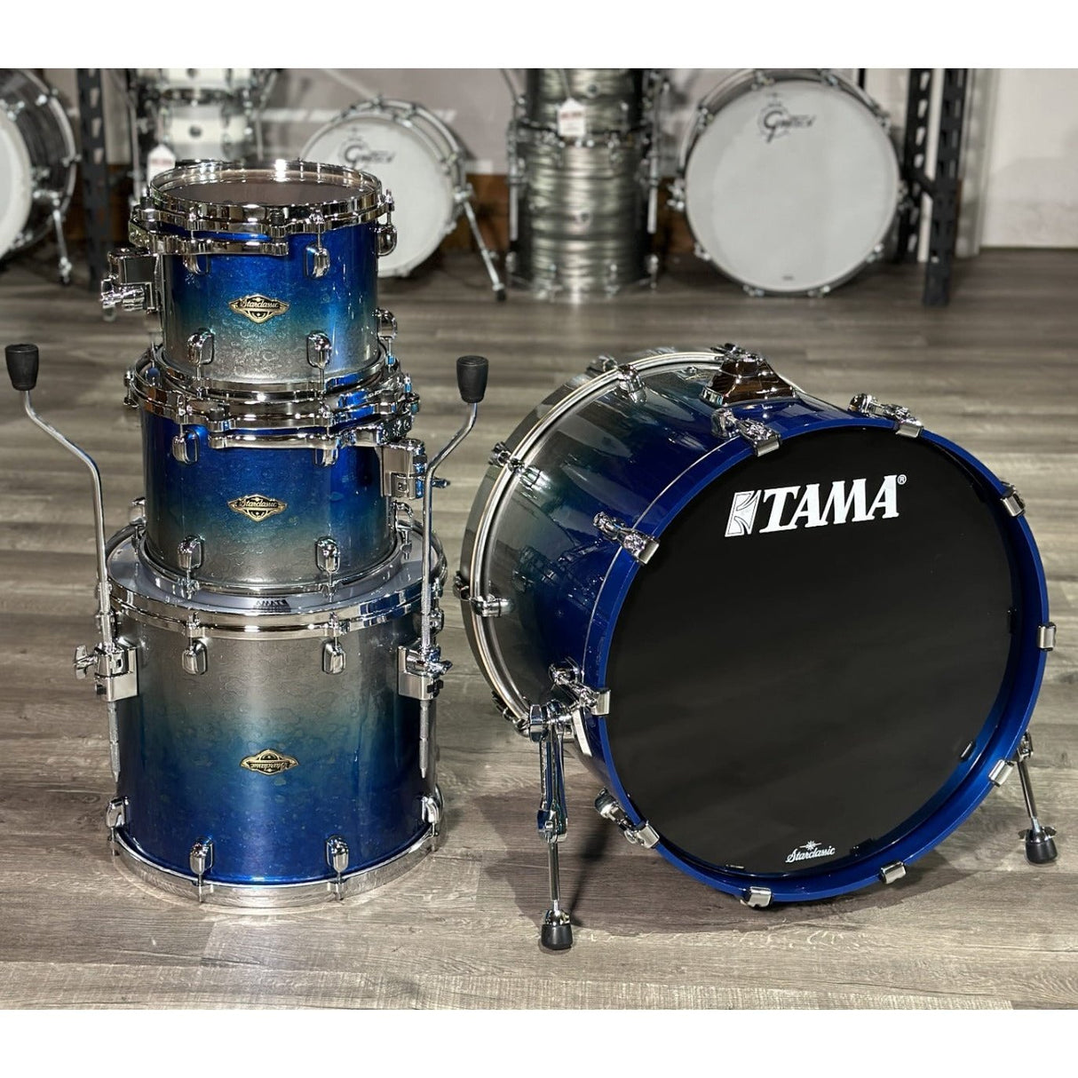 Used Tama Starclassic Walnut/Birch 4pc Drum Set Molten Ice Blue Fade