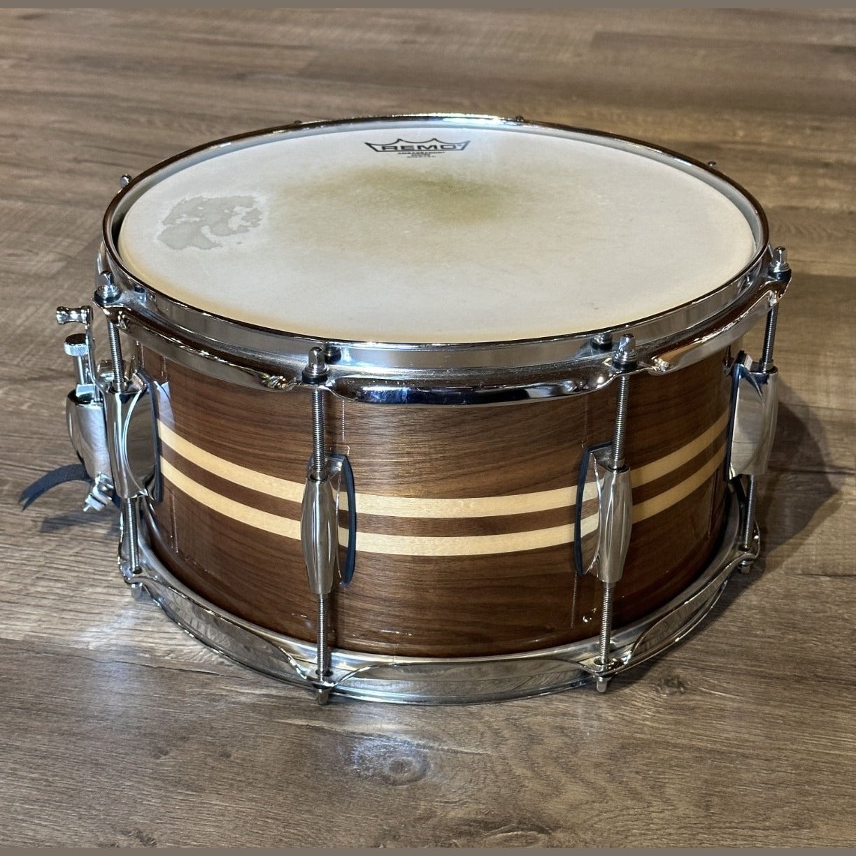 Used Gretsch Full Range Walnut Snare Drum w/ Maple Inlay 13x7