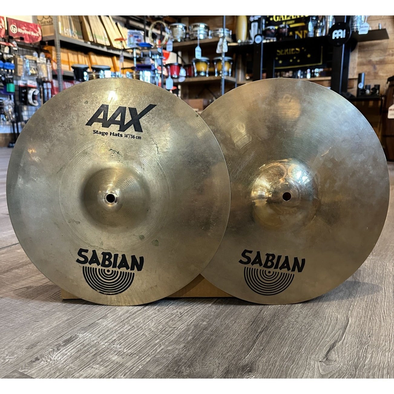 Used Sabian AAX Stage Hi Hat Cymbals 14