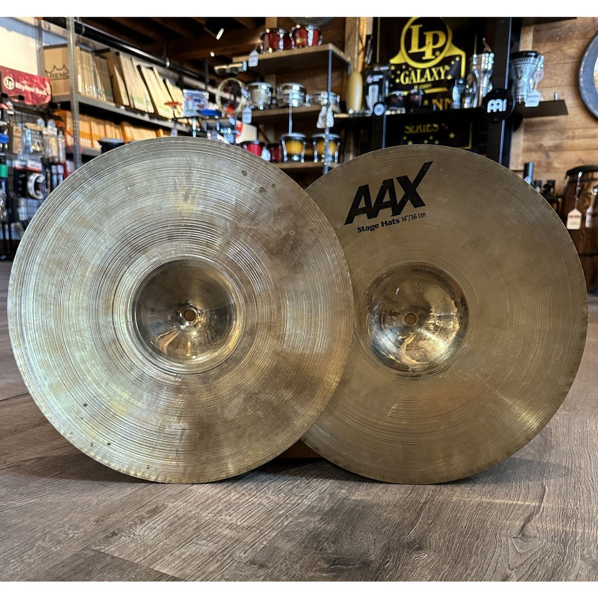 Used Sabian AAX Stage Hi Hat Cymbals 14" Brilliant