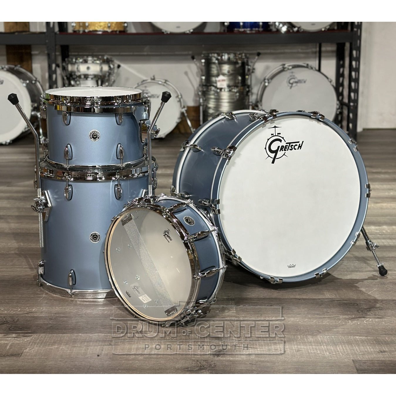 Gretsch Brooklyn 4pc Classic Drum Set Satin Ice Blue Metallic