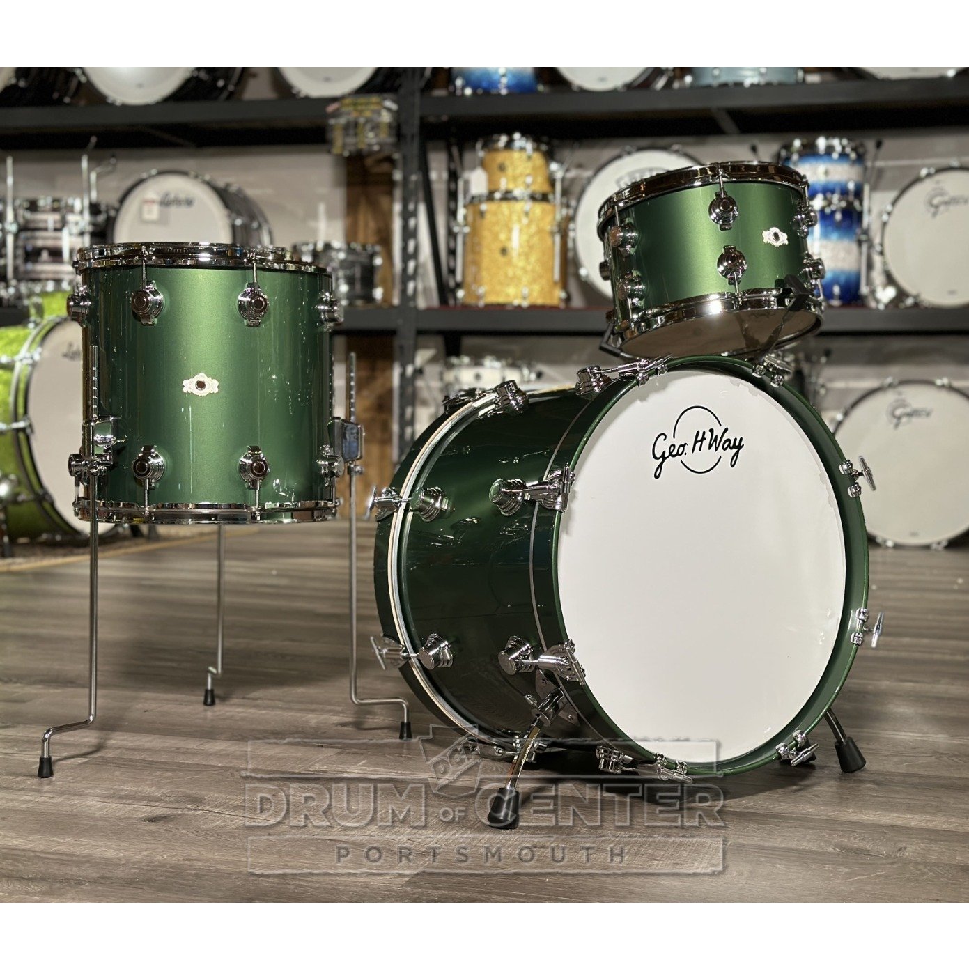 George Way Aristocrat Studio 3pc Drum Set 20/12/14 Kaddy Green