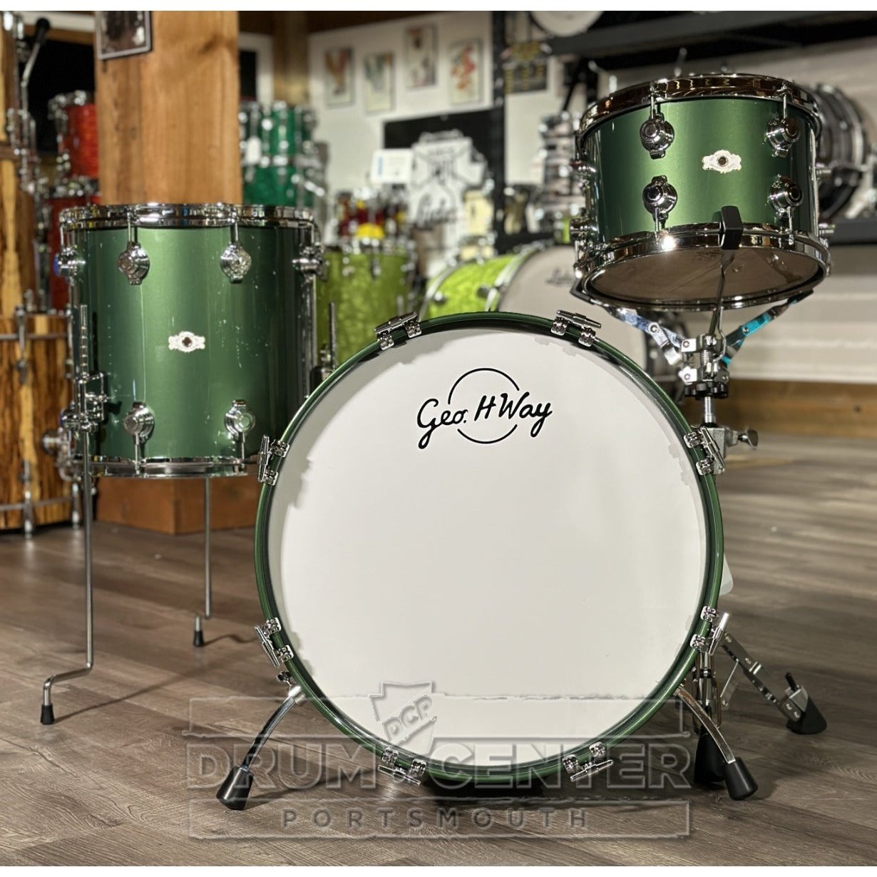 George Way Aristocrat Studio 3pc Drum Set 20/12/14 Kaddy Green