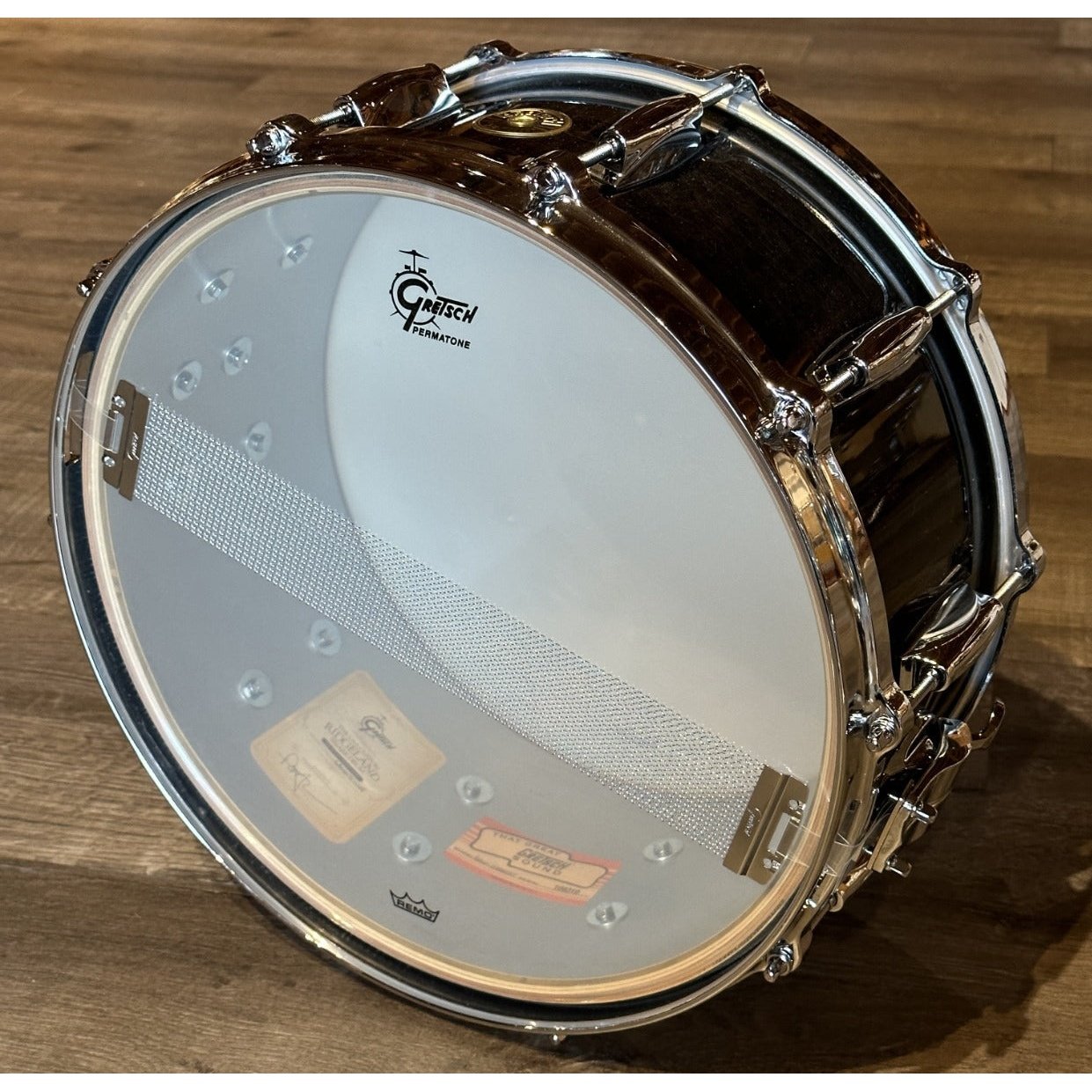 Used Gretsch USA Custom Ridgeland Snare Drum Gloss Ebony 14x6.5