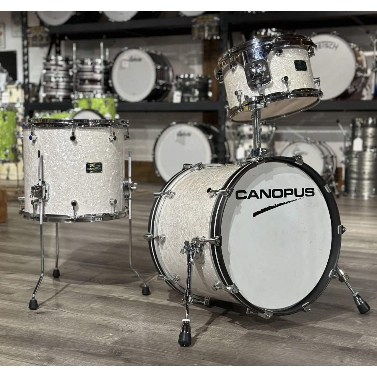 Used Canopus RFM Bop Drum Set White Marine Pearl