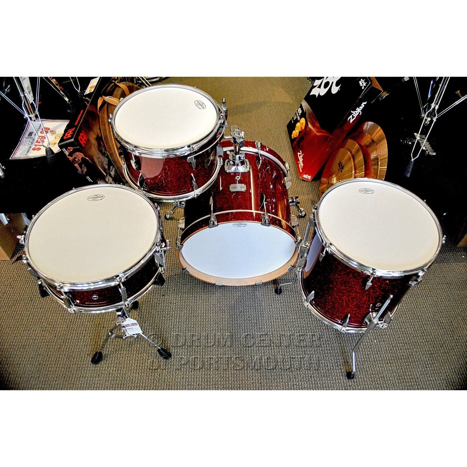 Canopus Yaiba 4pc Bop Drum Set Dark Red Sparkle Lacquer