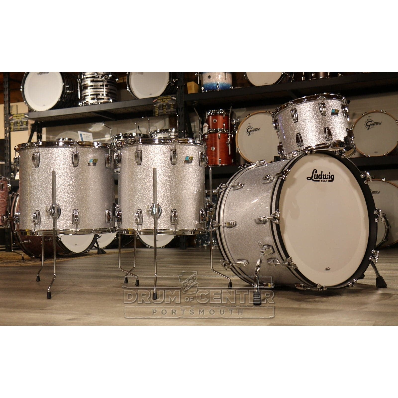 Ludwig Classic Maple 4pc "Machine Head" Drum Set Silver Sparkle