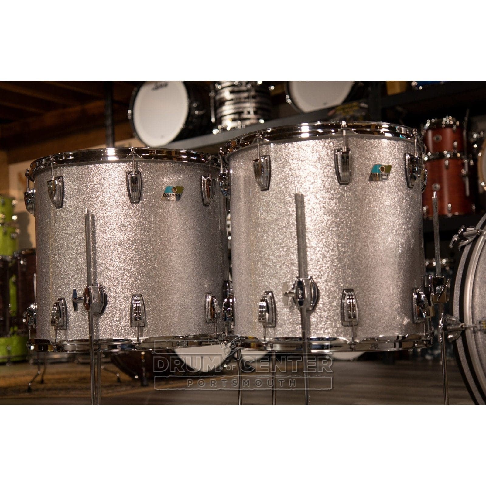 Ludwig Classic Maple 4pc Monster Machine Drum Set Silver Sparkle