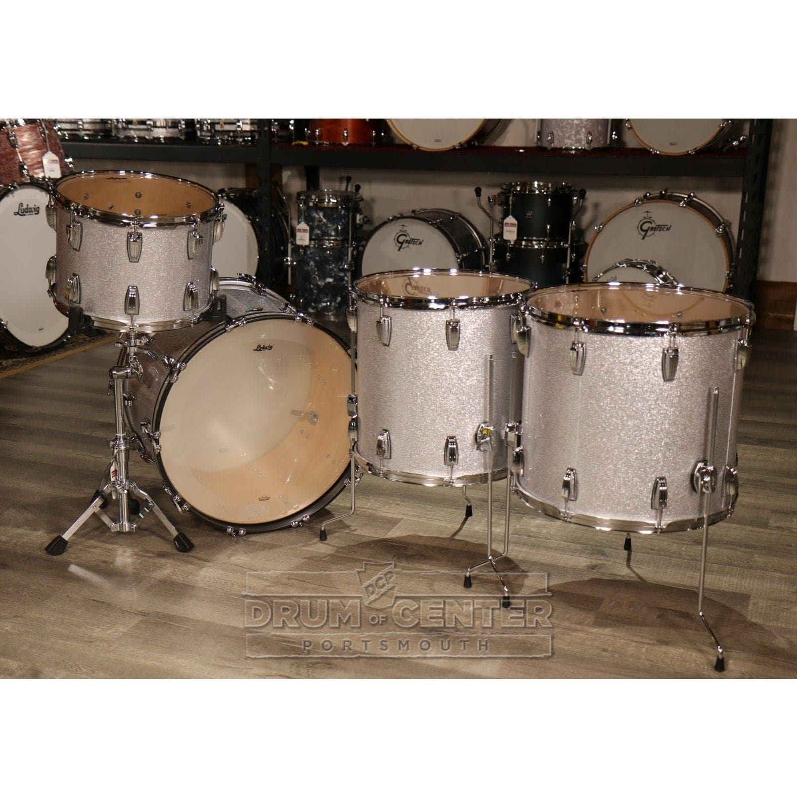 Ludwig Classic Maple 4pc "Machine Head" Drum Set Silver Sparkle