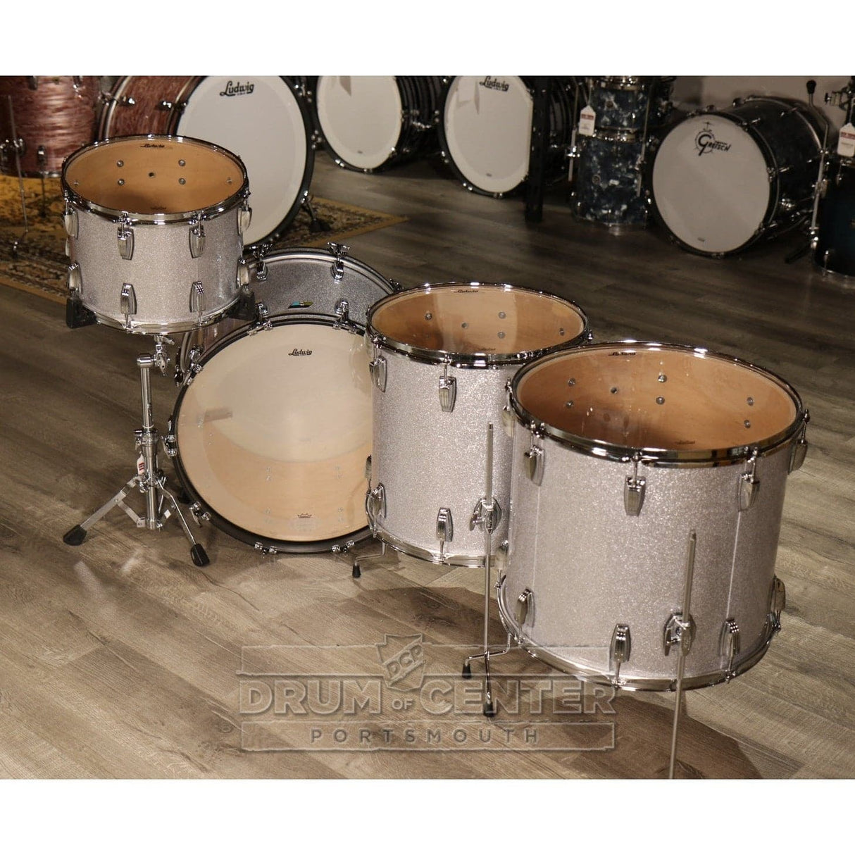Ludwig Classic Maple 4pc "Machine Head" Drum Set Silver Sparkle