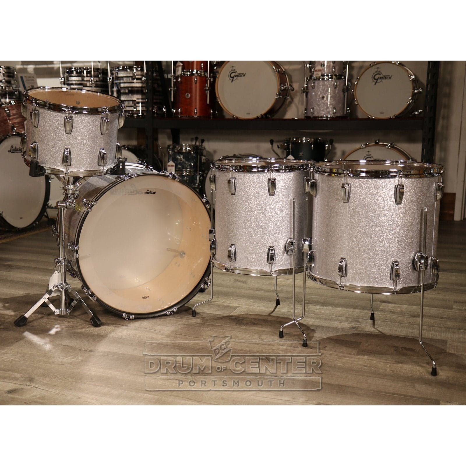 Ludwig Classic Maple 4pc "Monster Machine" Drum Set Silver Sparkle