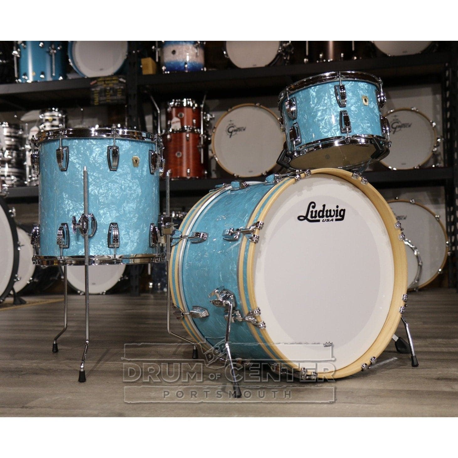 Ludwig Classic Maple 3pc "Hepkat" Drum Set Glacier Blue