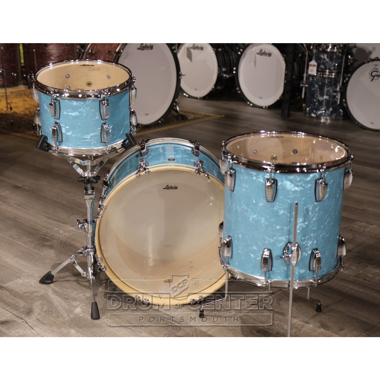 Ludwig Classic Maple 3pc "Hepkat" Drum Set Glacier Blue