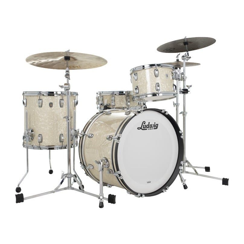 Ludwig Classic Oak 3pc Downbeat Drum Set Vintage White Marine