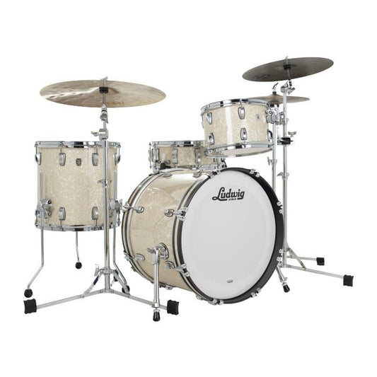 Ludwig Classic Oak 3pc Downbeat Drum Set Vintage White Marine