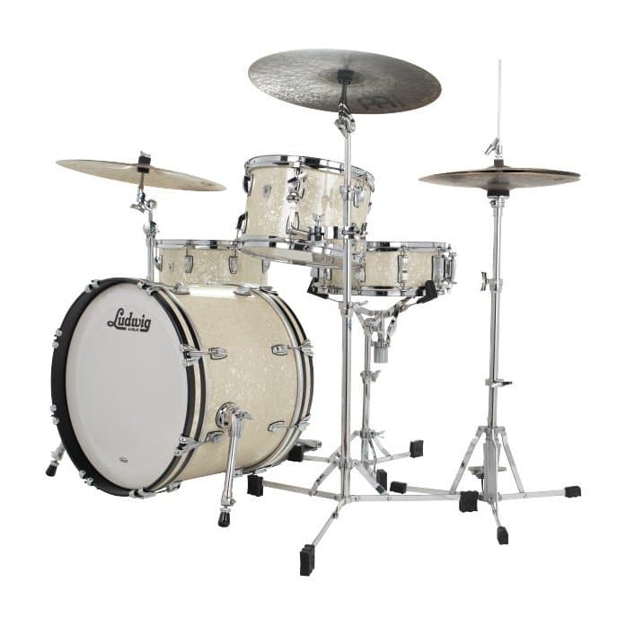 Ludwig Classic Oak 3pc Downbeat Drum Set Vintage White Marine