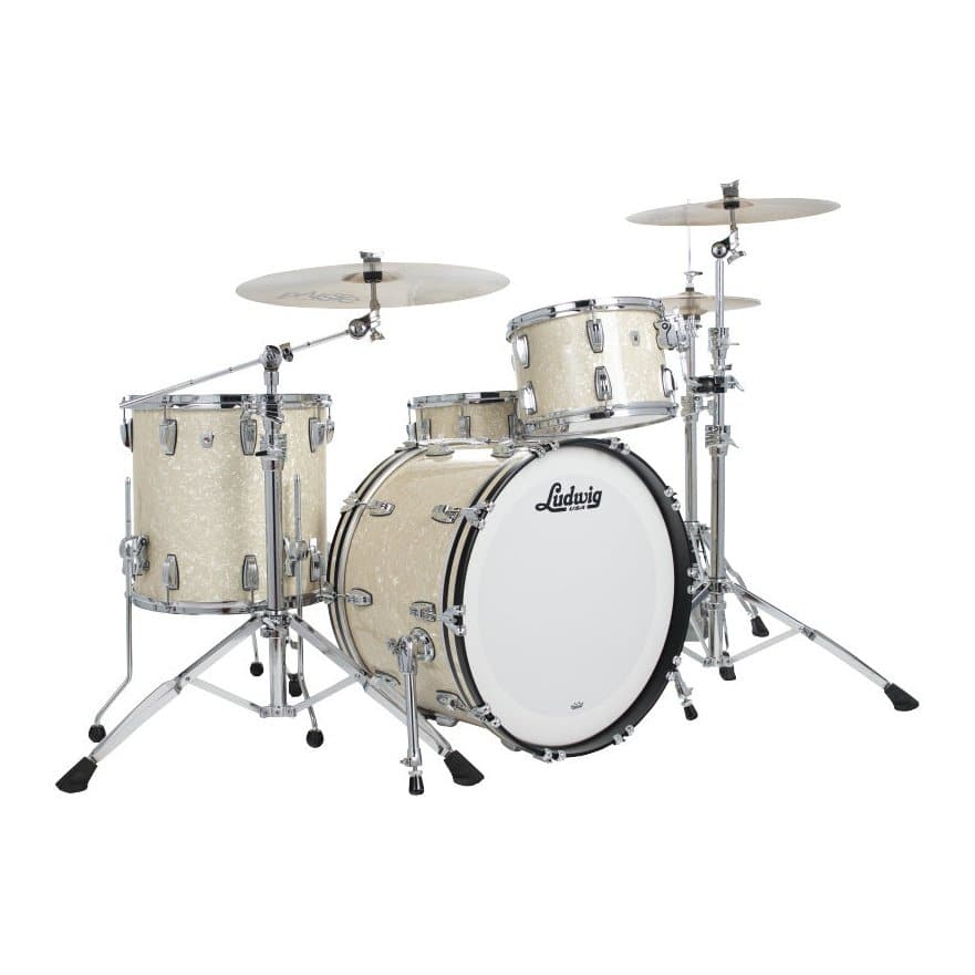 Ludwig Classic Oak 3pc Pro Beat Drum Set Vintage White Marine