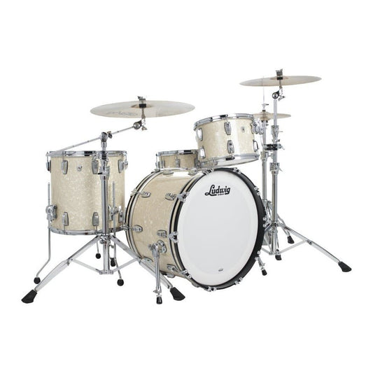 Ludwig Classic Oak 3pc Pro Beat Drum Set Vintage White Marine