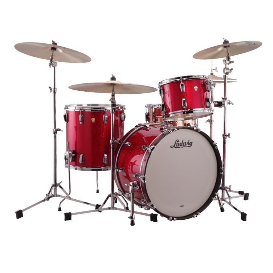 Ludwig 3pc Classic Maple Fab Drum Set Red Sparkle