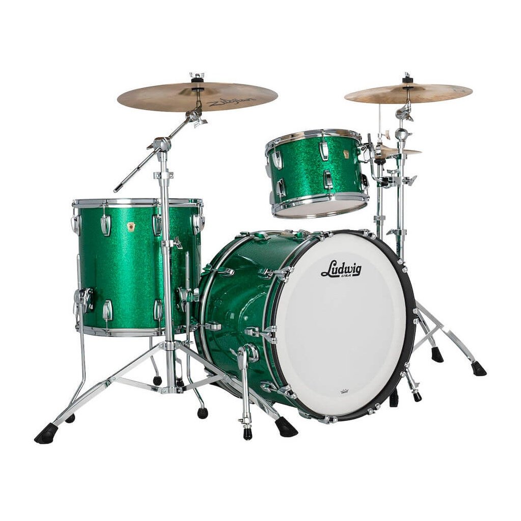Ludwig Classic Maple 3pc Fab Drum Set Green Sparkle