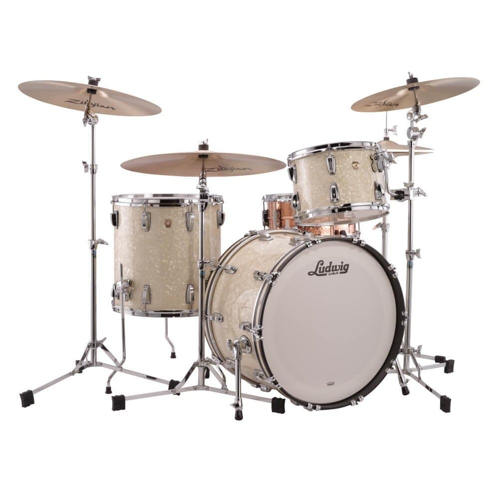 Ludwig Classic Maple 3pc FAB Drum Set Vintage White Marine