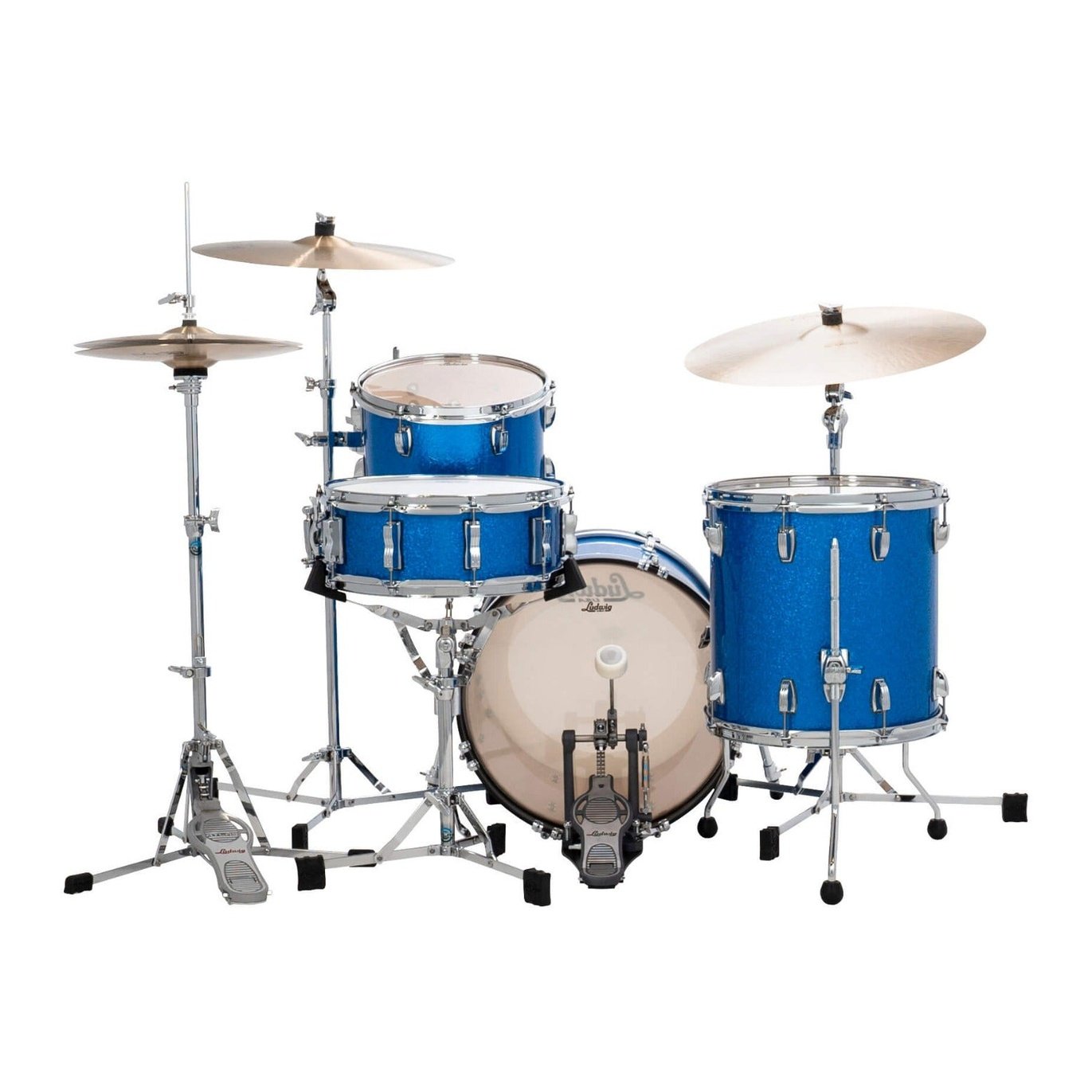 Ludwig Classic Maple 3pc Jazzette Drum Set Blue Sparkle