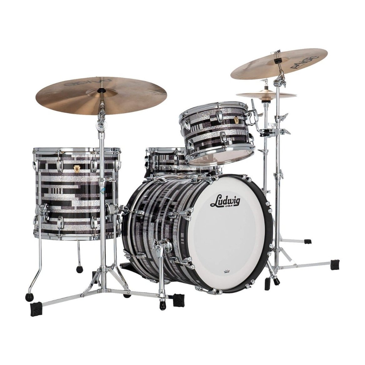 Ludwig Classic Maple 3pc Jazzette Drum Set Digital Black Sparkle