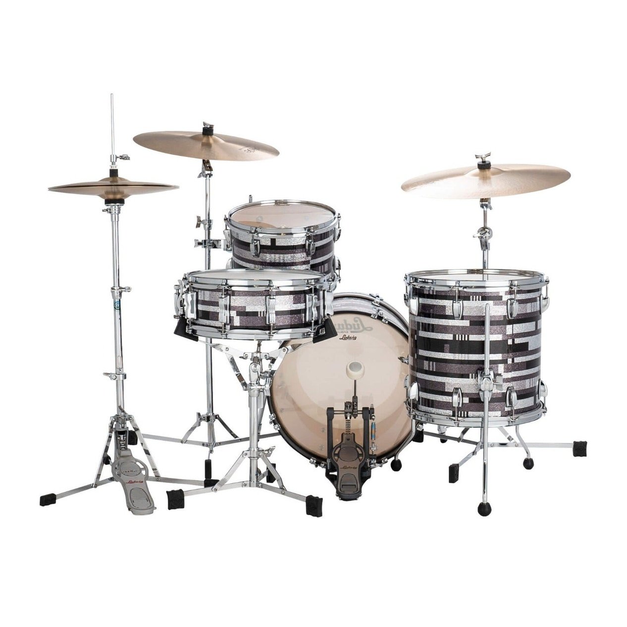 Ludwig Classic Maple 3pc Jazzette Drum Set Digital Black Sparkle