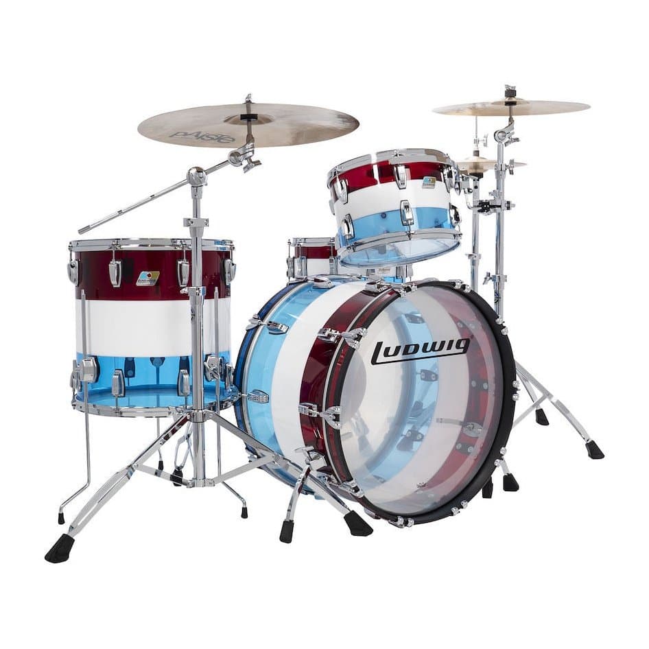 Ludwig Vistalite 3pc Pro Beat Drum Set 50th Anniversary Red/White/Blue