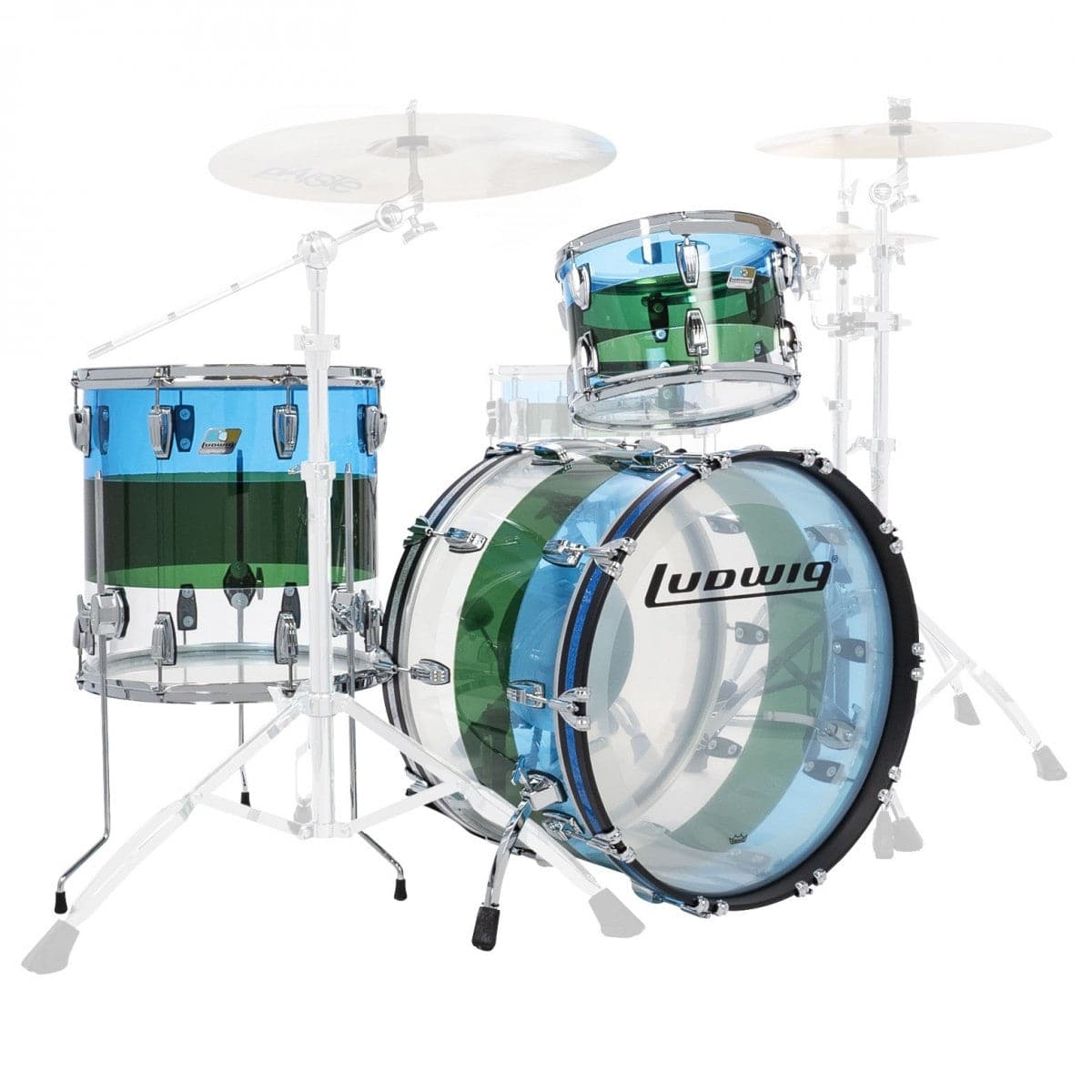 Ludwig Vistalite 3pc FAB Drum Set 50th Anniversary Blue/Green/Clear