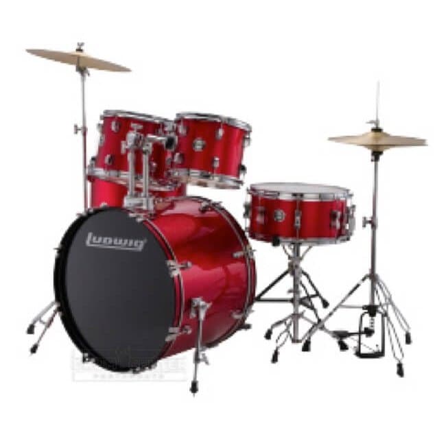 Ludwig Accent Drive 5pc Drum Set w/ Cymbals Red Foil