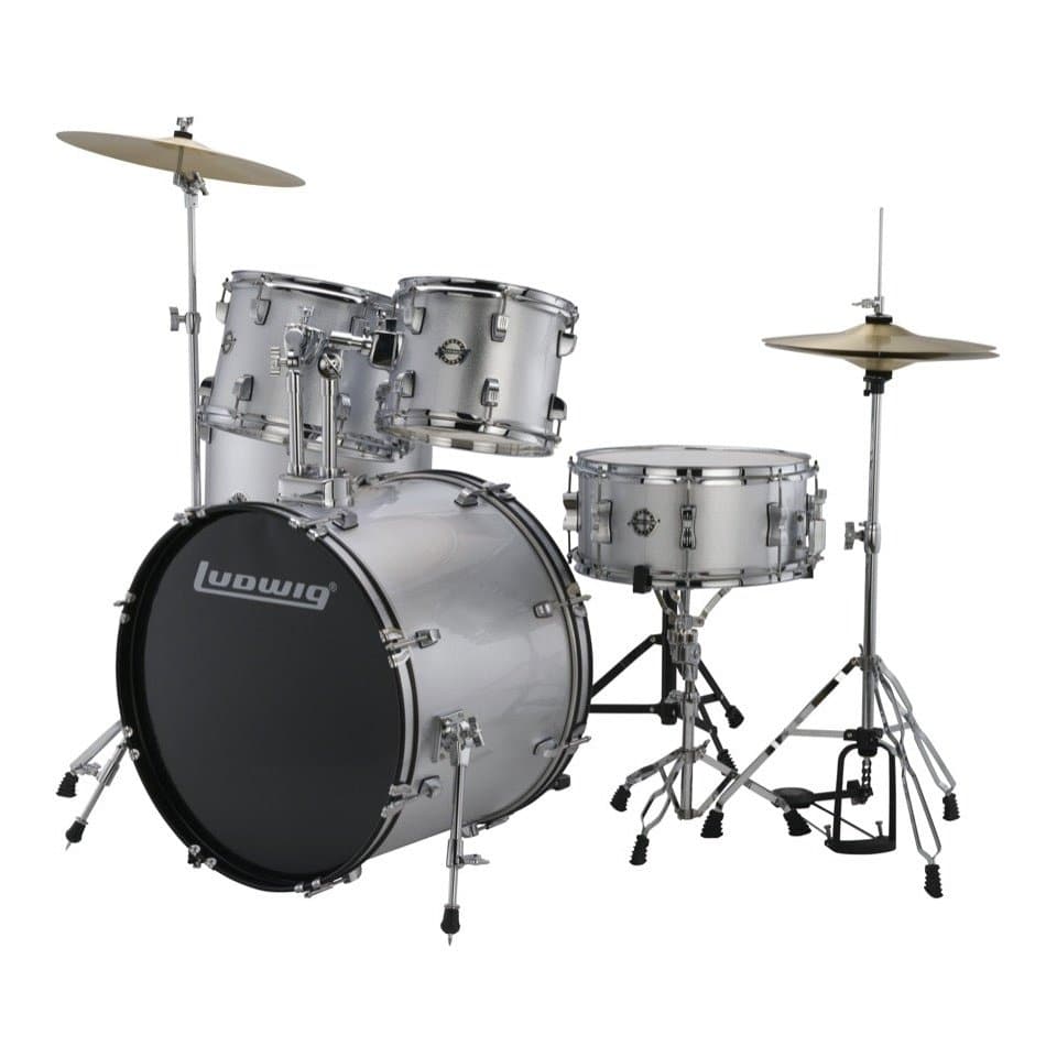 Ludwig Accent Fuse 5pc Drum Set w/ Cymbals Silver Foil