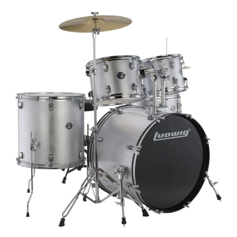 Ludwig Accent Fuse 5pc Drum Set w/ Cymbals Silver Foil