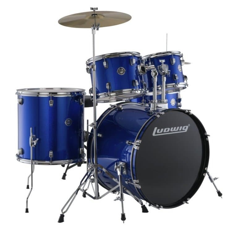 Ludwig Accent Fuse 5pc Drum Set w/ Cymbals Blue Foil