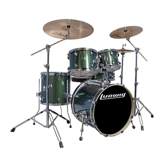 Ludwig Element Evolution 5pc Drum Set with Zildjian I Series Cymbals - 20 Set - Emerald Sparkle