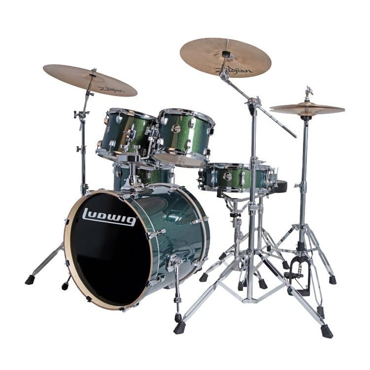 Ludwig Element Evolution 5pc Drum Set with Zildjian I Series Cymbals - 20 Set - Emerald Sparkle