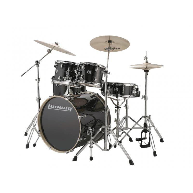 Ludwig Element Evolution 5pc Drum Set with Zildjian I Series Cymbals - 22 Set - Black Sparkle