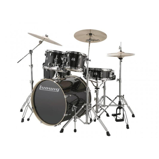 Ludwig Element Evolution 5pc Drum Set with Zildjian I Series Cymbals - 22 Set - Black Sparkle