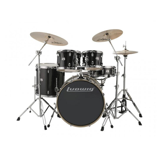 Ludwig Element Evolution 5pc Drum Set with Zildjian I Series Cymbals - 22 Set - Black Sparkle