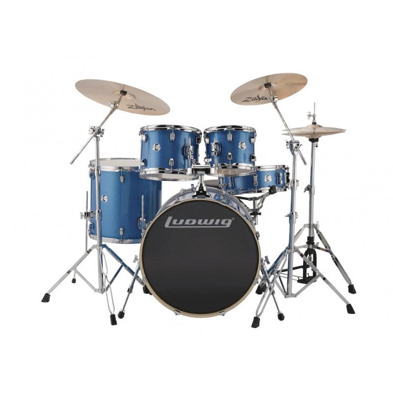 Ludwig Element Evolution 5pc Drum Set with Zildjian I Series Cymbals - 22 Set - Blue Sparkle