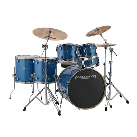 Ludwig Element Evolution 6pc Drum Set Blue Sparkle w/Zildjian I Series Cymbals