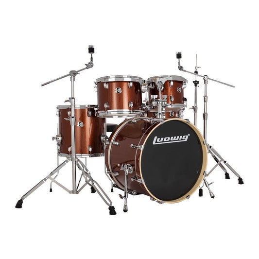 Ludwig Evolution 5pc Drum Set with Cymbals and Hardware Copper Sparkle