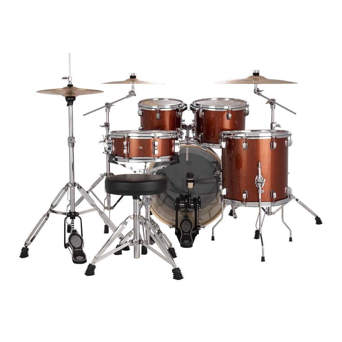 Ludwig Evolution 5pc Drum Set with Cymbals and Hardware Copper Sparkle