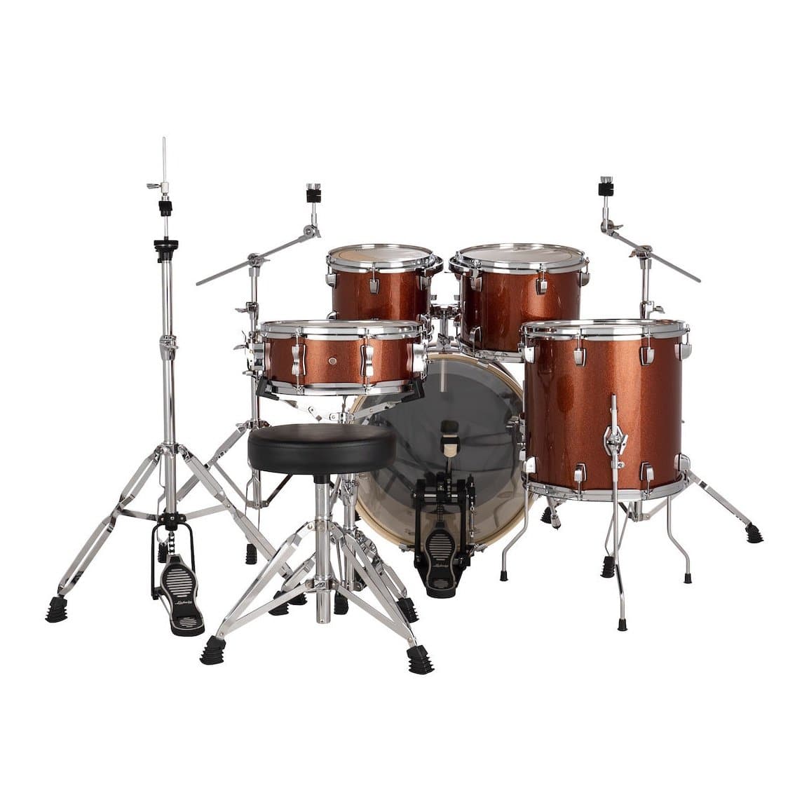 Ludwig Evolution 5pc Drum Set with Cymbals and Hardware Copper Sparkle