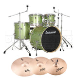 Ludwig Evolution 5pc Drum Set with Cymbals and Hardware Mint Green Sparkle