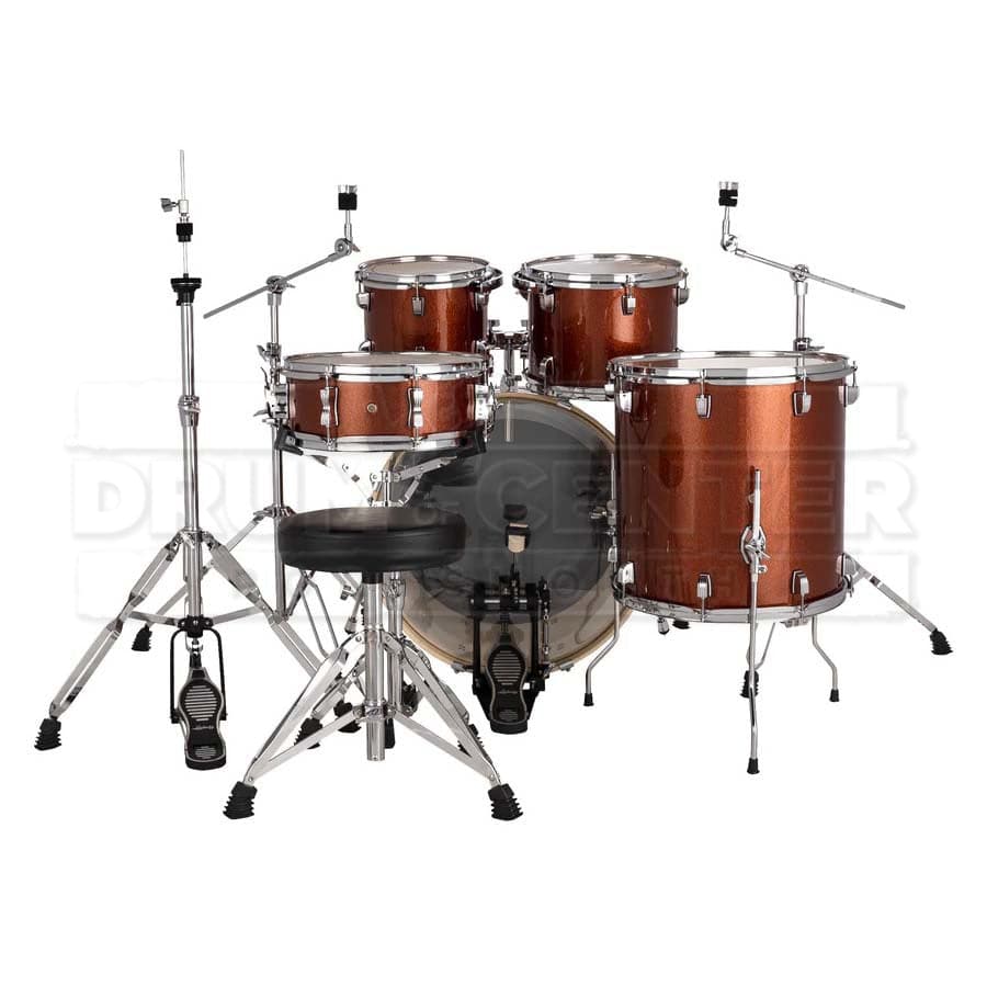 Ludwig Evolution 5pc Drum Set with Cymbals and Hardware Copper Sparkle