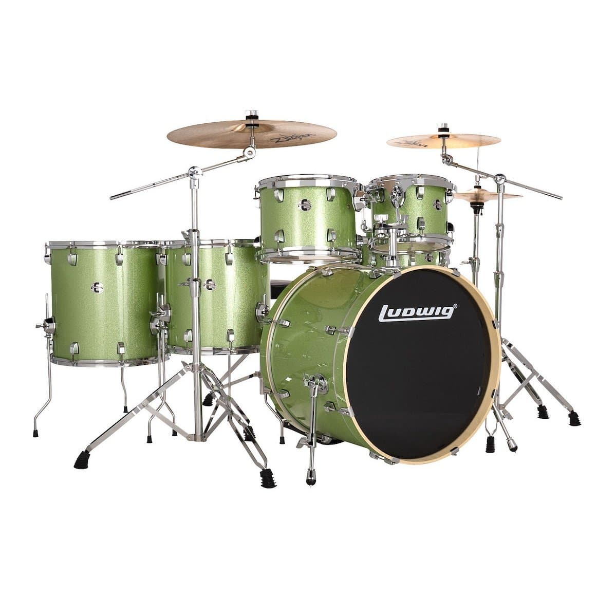 Ludwig Evolution 6pc Drum Set w/Cymbals & Hardware Mint Green Sparkle