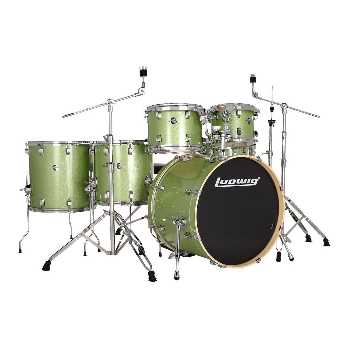 Ludwig Evolution 6pc Drum Set with Cymbals and Hardware Mint Green Sparkle