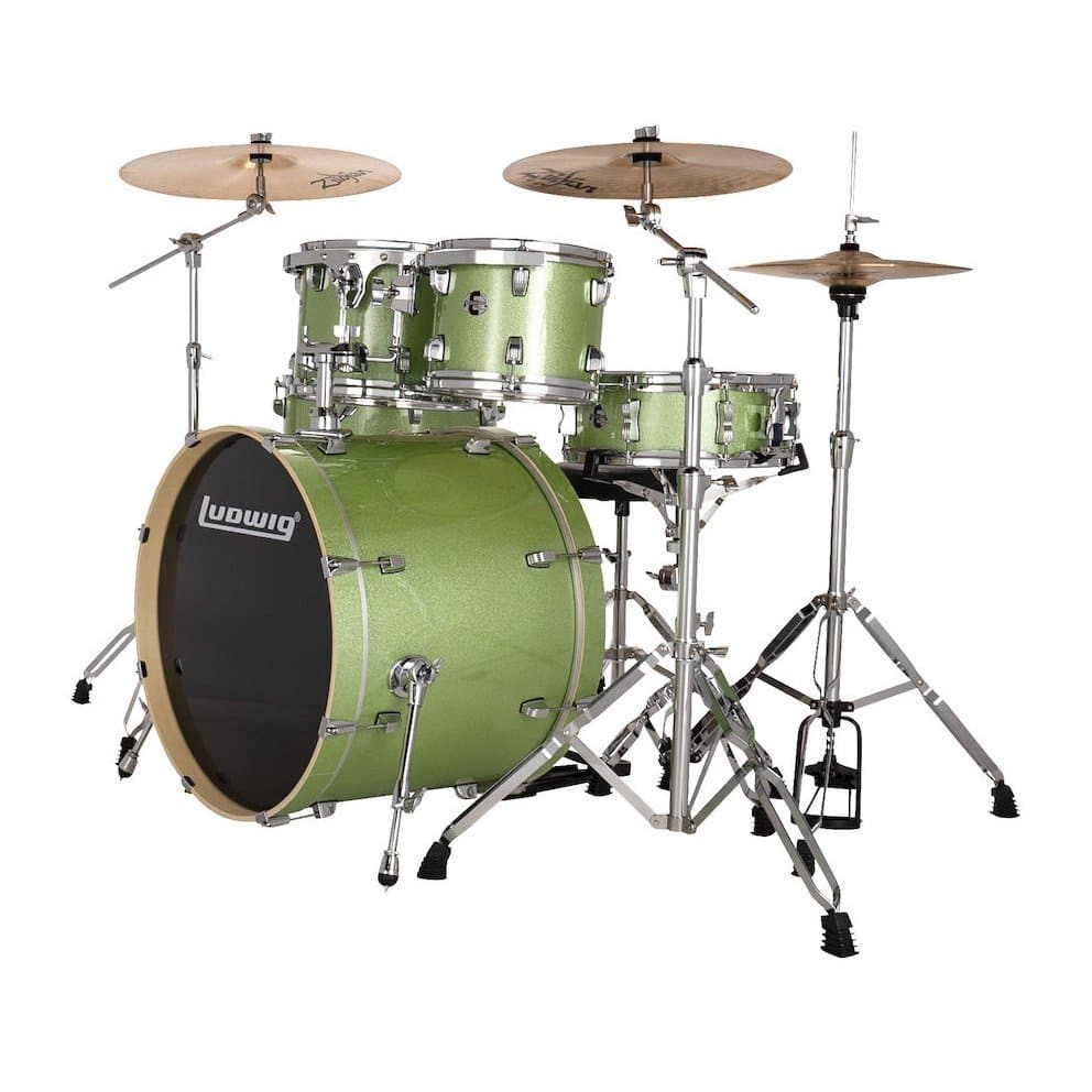Ludwig Evolution 6pc Drum Set with Cymbals and Hardware Mint Green Sparkle